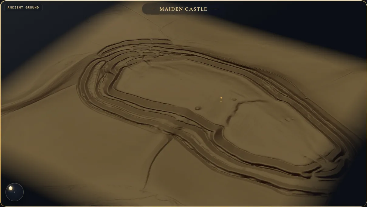 Maiden Castle in the Ancient Ground viewer, the bronze surface